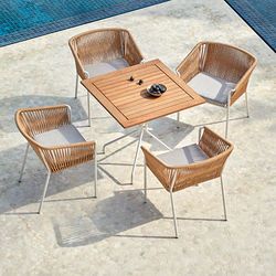 Teak Bistro Tables and Weave Chairs