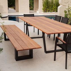 Faux Wood Outdoor Dining Table or Bar Height Table