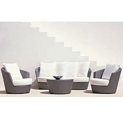 Rausch Eden Roc Silver Wicker Sofa and Lounge Chairs