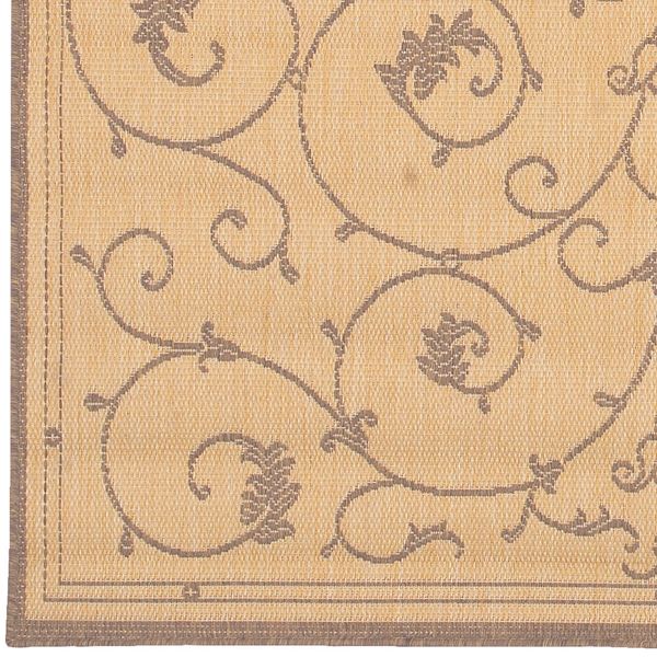 Cocoa and Natural Scroll Outdoor Rugs - Home Infatuation.