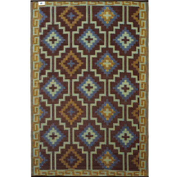 Blue, chocolate, plastic outdoor rug, patio rug, indoor outdoor rug